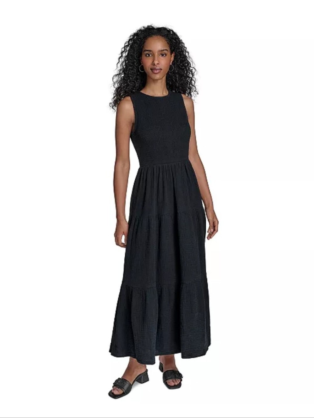 Calvin Klein NWT Size 8 Black Sleeveless Maxi Dress $129 Cocktail Tiered